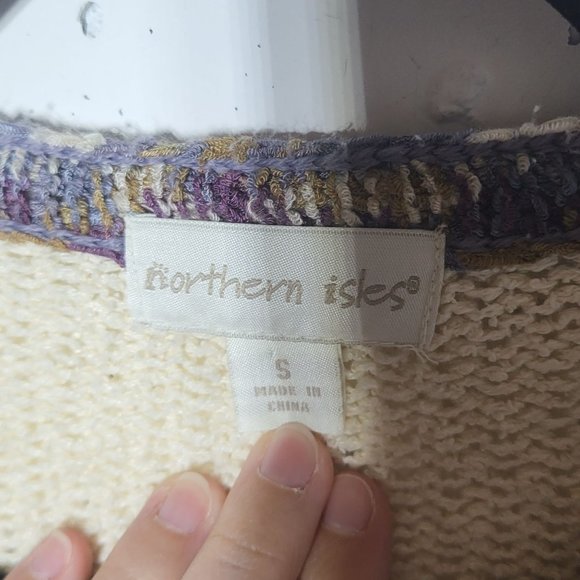 Northern Isles Floral Leaf Button Down Silk Linen Mohair Cardigan Sweater Small - Picture 6 of 11